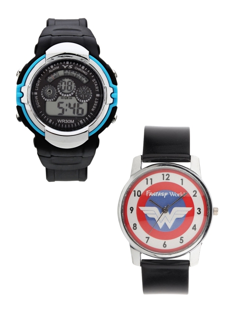 

Fantasy World Unisex Kids Red & Black His & Her Watch FWGiftset112-008-BK-YS-02-SBL