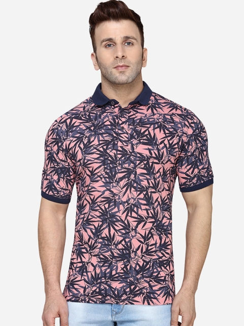 

JADE BLUE Men Pink Printed Polo Collar T-shirt