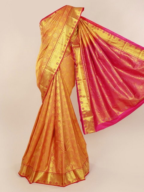 

Pothys Mustard Pure Silk Woven Design Kanjeevaram Saree