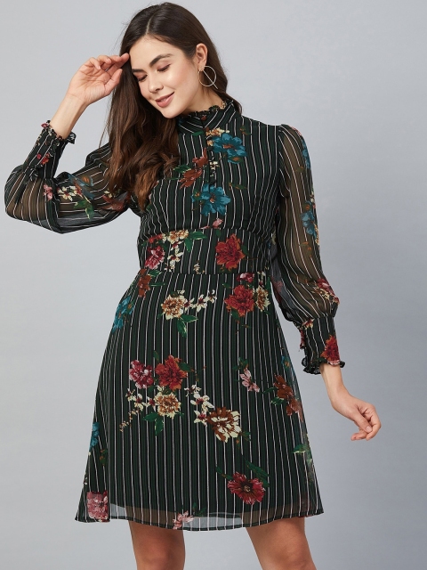

RARE Women Black Printed Fit and Flare Dress