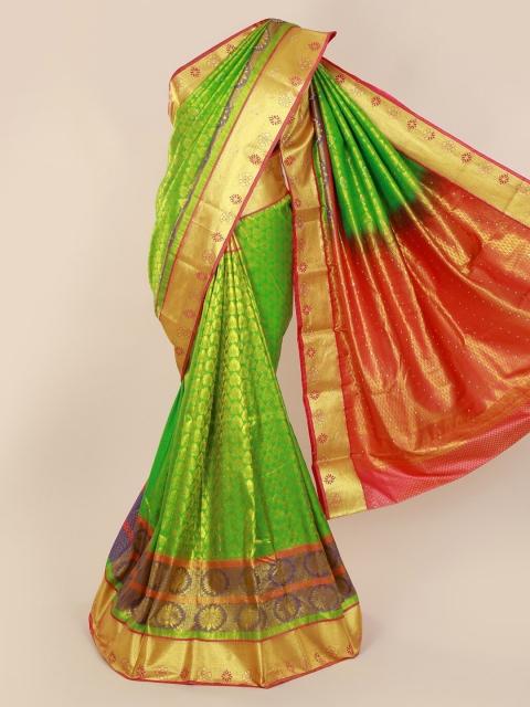 

Pothys Green Pure Silk Woven Design Kanjeevaram Saree
