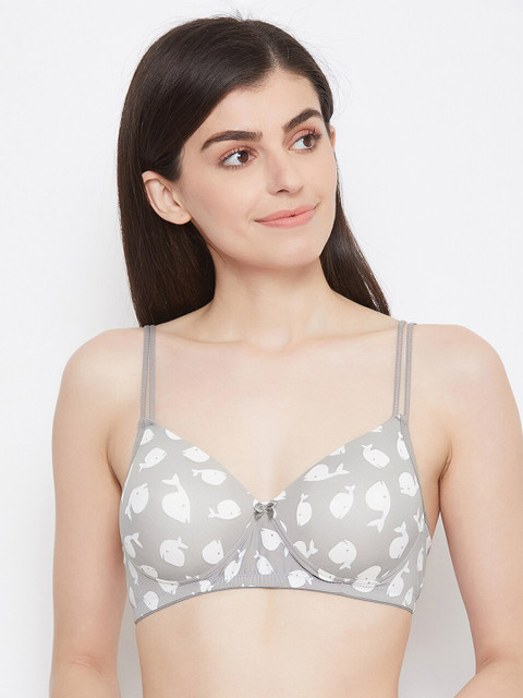 

Clovia Women Grey Printed Bra