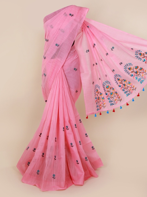 

Pothys Pink Embroidered Pure Cotton Saree