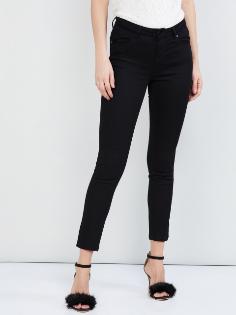 

max Women Black Skinny Fit Mid-Rise Clean Look Stretchable Jeans