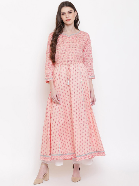 

Napra Women Peach-Coloured Printed Anarkali Kurta