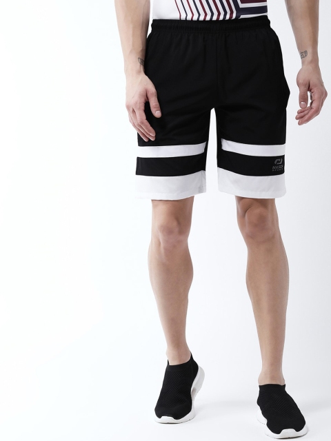 

Masch Sports Men Black Striped Regular Fit Rapid-Dry Sports Shorts