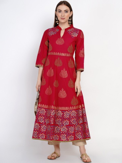 

Akshatani Women Red Printed Anarkali Kurta