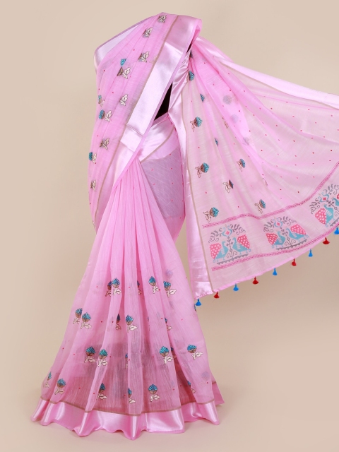 

Pothys Pink Embroidered Pure Cotton Saree