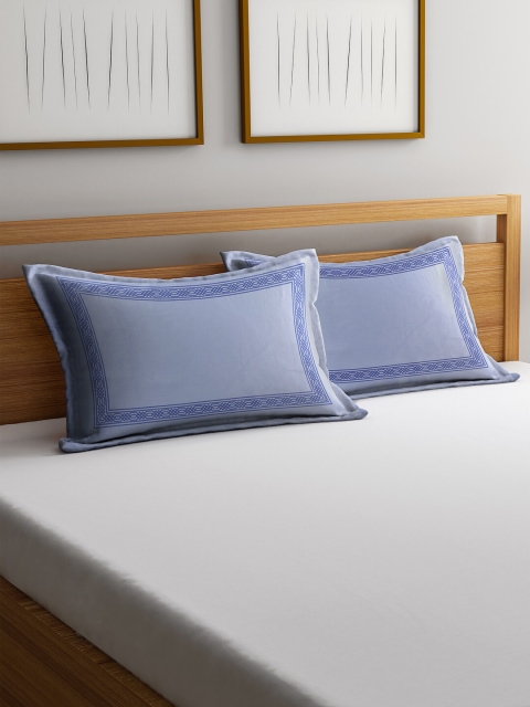 

Trident Set Of 2 Blue Printed 210 TC Pillow Covers