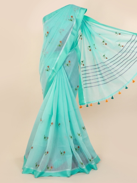 

Pothys Sea Green Embroidered Pure Cotton Saree
