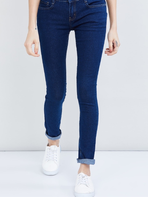

max Women Blue Skinny Fit Mid-Rise Clean Look Stretchable Jeans
