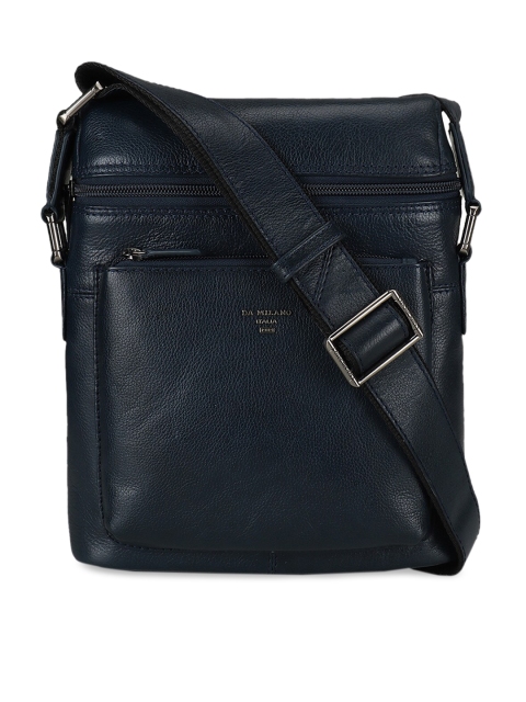 

Da Milano Men Blue Textured Messenger Bag