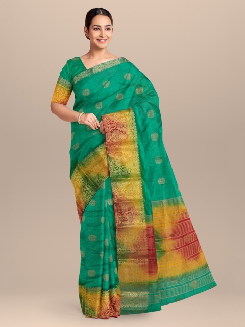

KLM Fashion Mall Green Woven Design Organza Saree