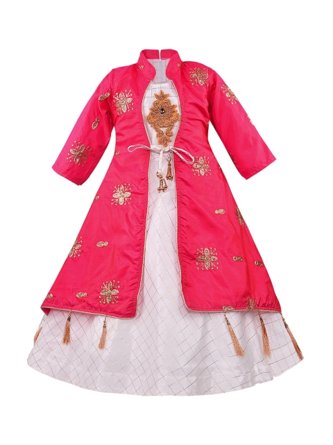 

Wish Karo Girls Pink Embellished Fit and Flare Dress