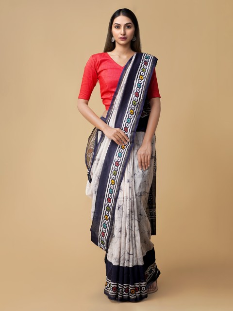 

Unnati Silks Blue Silk Cotton Dyed Chanderi Saree