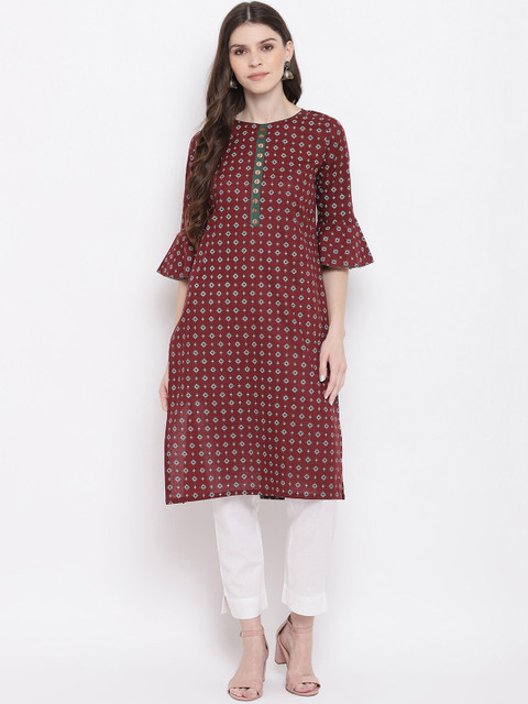 

Napra Women Brown Printed Cotton A-Line Kurta