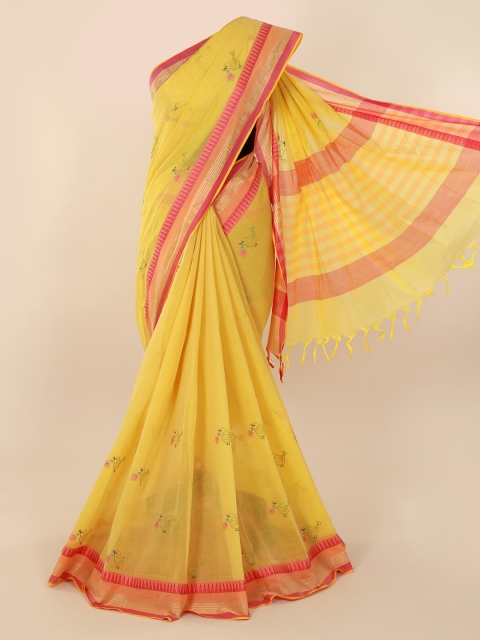 

Pothys Yellow Woven Design Pure Cotton Saree