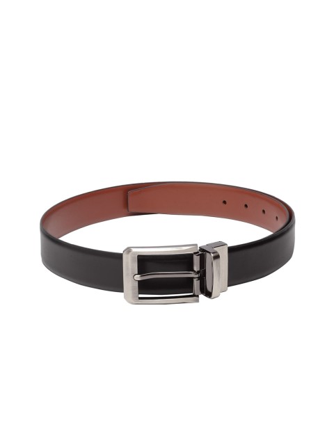 

Teakwood Leathers Men Black & Tan Brown Reversible Leather Solid Belt