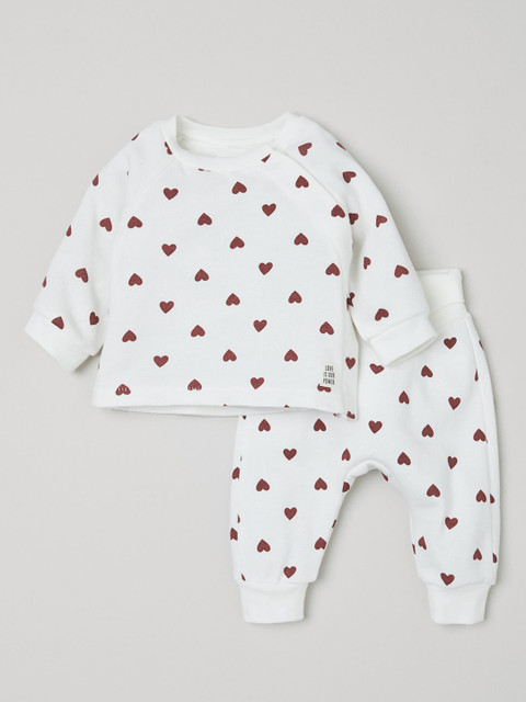 

H&M Infant Kids White & Maroon 2-Piece Cotton Set