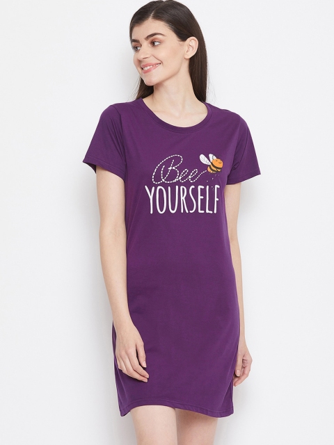 

Clovia Purple Printed Nightdress