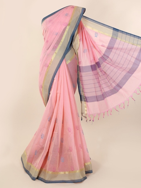 

Pothys Pink Solid Pure Cotton Saree