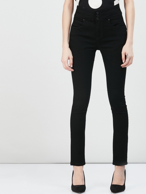 

max Women Black Skinny Fit High-Rise Clean Look Cropped Stretchable Jeans