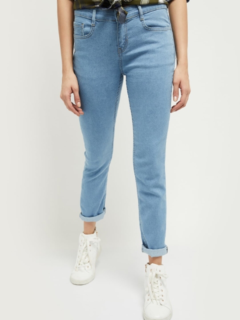 

max Women Blue Slim Fit Mid-Rise Clean Look Stretchable Jeans