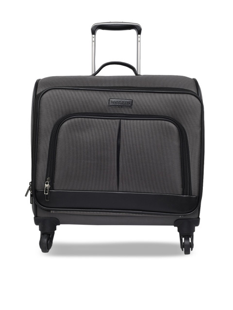 

Bags.R.us Unisex Grey & Black Solid Trolley Bag