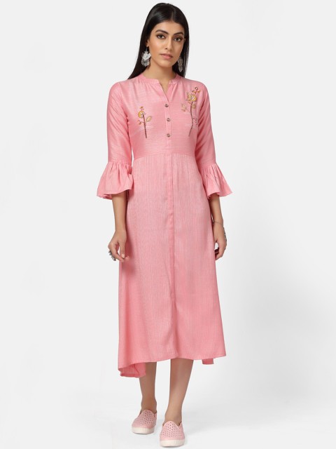 

Kiana Women Pink Solid Fit and Flare Dress