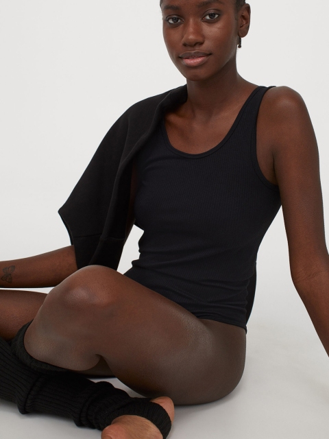 

H&M Women Black Solid Seamless Sports Bodysuit