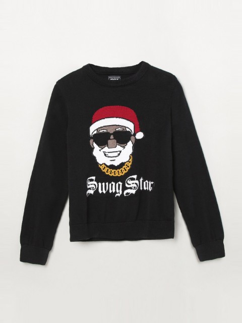 

max Boys Black & Grey Printed Sweatshirt