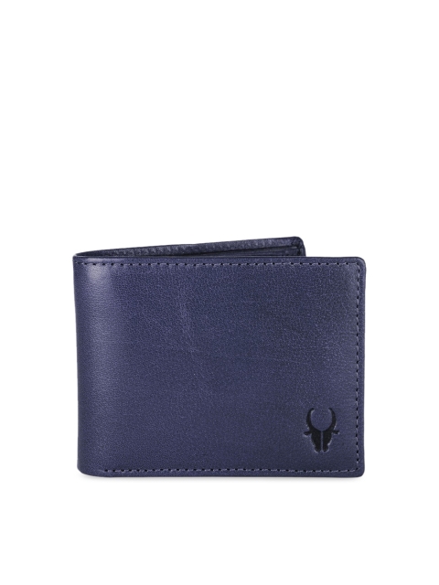 

WildHorn Men Navy Blue Solid Two Fold Wallet