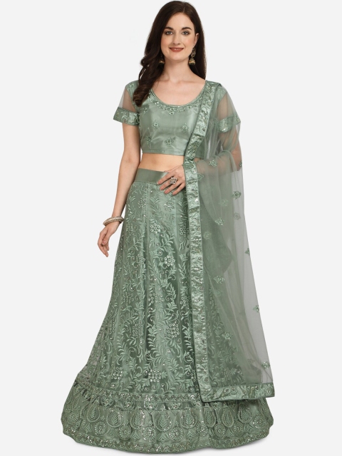 

V SALES Green Unstitched Lehenga & Blouse with Dupatta