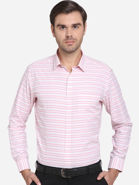 

Greenfibre Men Pink & White Slim Fit Striped Casual Shirt