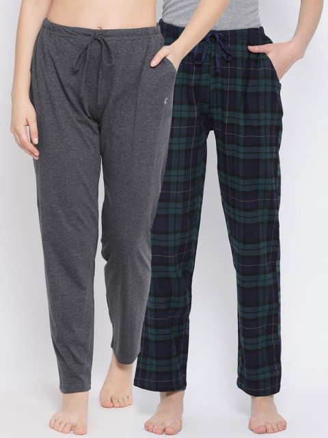 

Kanvin Women Pack of 2 Grey & Navy Blue Lounge Pants