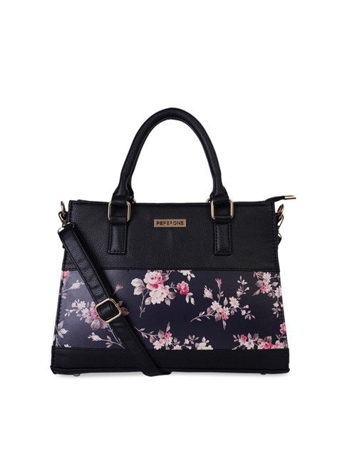 

Peperone Black Printed Handheld Bag