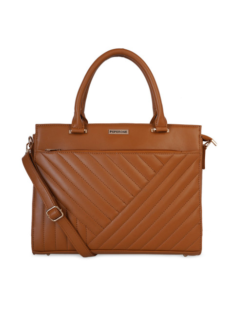 

Peperone Brown Textured Handheld Bag