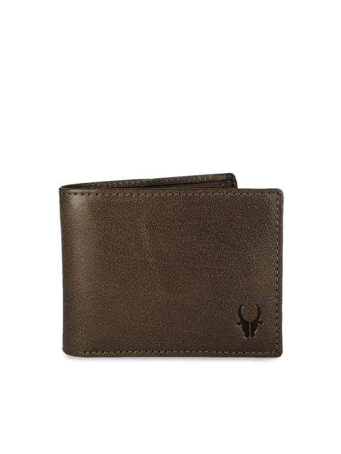 

WildHorn Men Brown Textured RFID Genuine Leather Two Fold Wallet