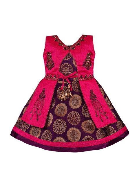 

Wish Karo Girls Purple Printed Fit and Flare Dress