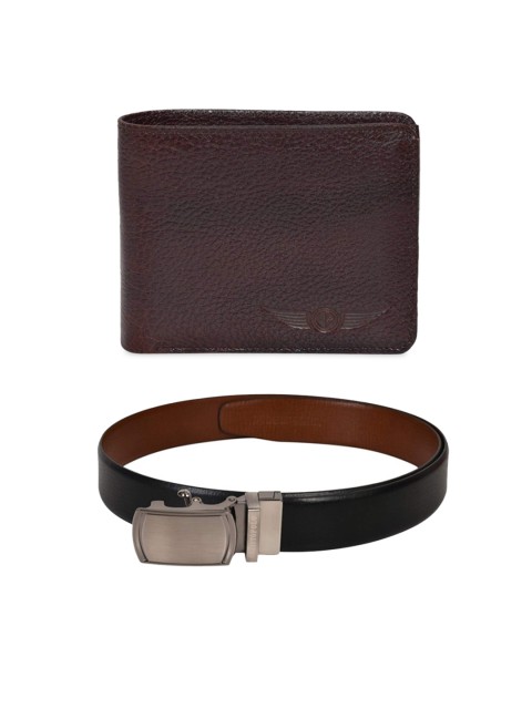 

CHRISTOPOLO Men Combo of Leather Wallet & Belt, Black
