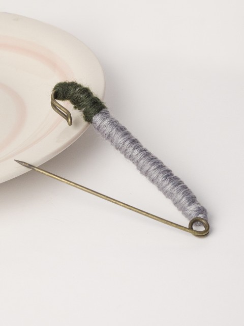 

Golden Peacock Women Grey & Olive Green Pin Shaped Brooch