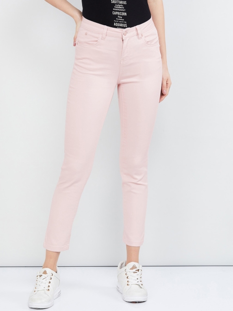 

max Women Pink Skinny Fit Mid-Rise Clean Look Stretchable Jeans