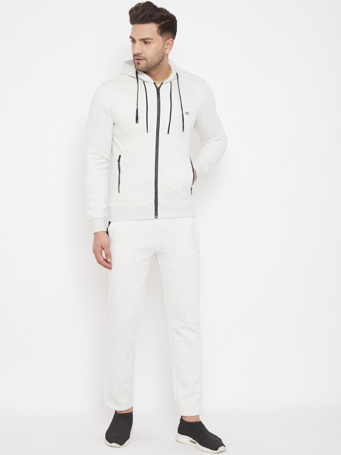 

Okane Men Grey Melange Solid Hooded Tracksuit
