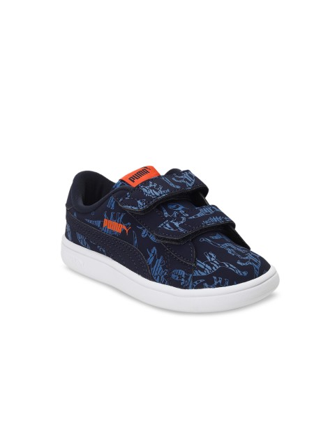 

Puma Kids Navy Blue Printed Smash v2 Archeo V Inf Sneakers