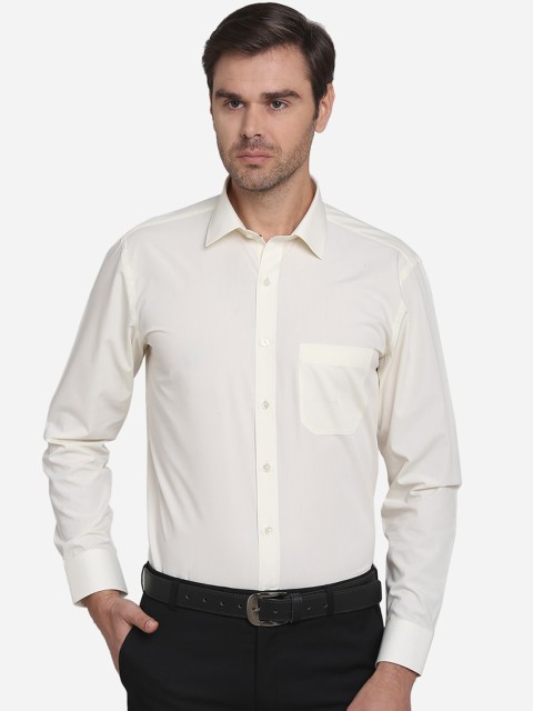 

Greenfibre Men Cream-Coloured Regular Fit Solid Casual Shirt