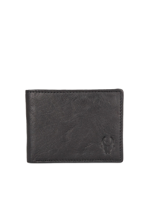 

WildHorn Men Black Textured Two Fold Wallet