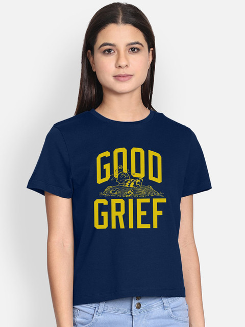 

Free Authority Peanuts printed Blue Tshirt for Women, Navy blue