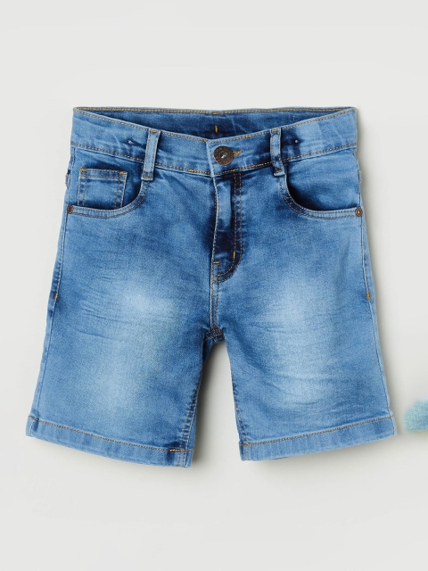 

max Boys Blue Solid Regular Fit Denim Shorts