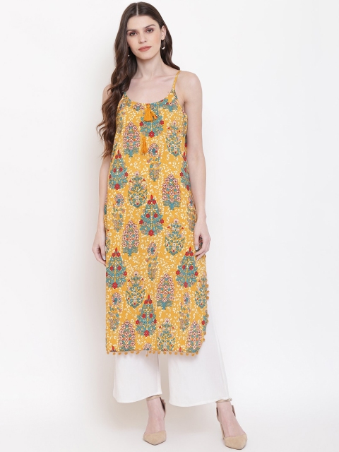 

Napra Women Mustard Yellow & Blue Printed A-Line Kurta