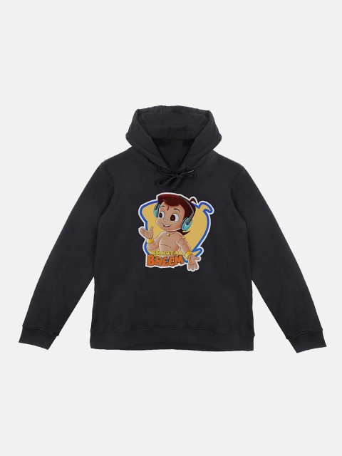 

Chhota Bheem Boys Black & Yellow Printed Hooded Sweatshirt